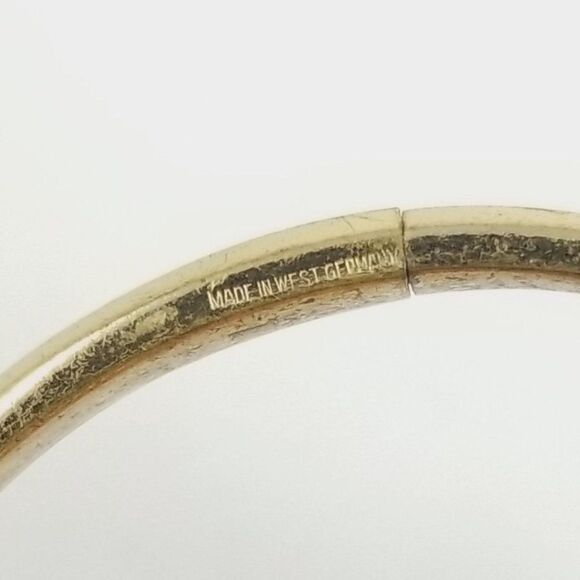 Vintage Gold Tone Bangle Bracelet with Scroll Leaf Pattern, Made in West Germany - Picture 6 of 8